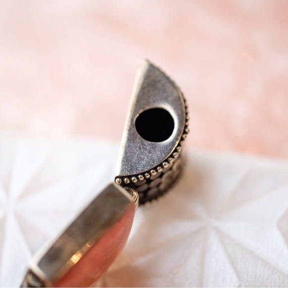 Vintage Sterling Silver Large Coral Pendant BOHEMIAN INSPIRED 🙌🏻✨⏰💭🤝⌛️ - Picture 10 of 16